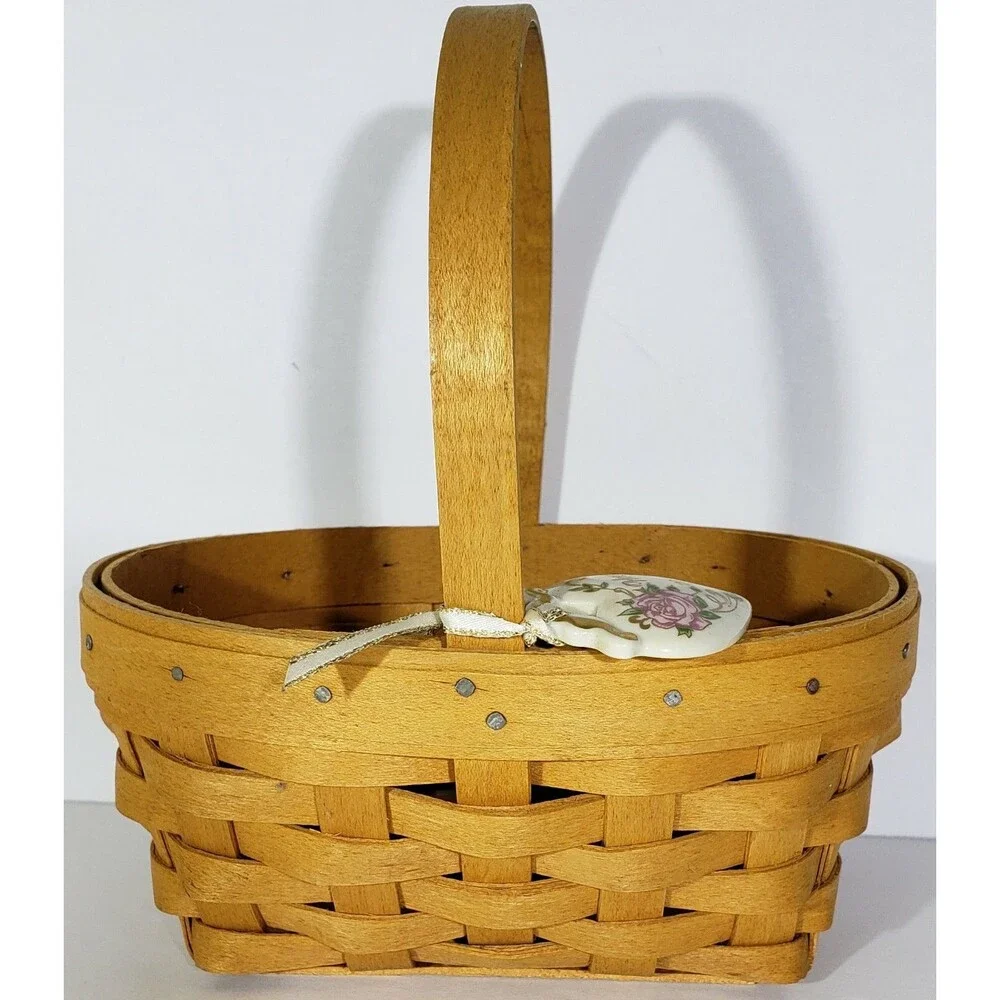 1999 Longaberger Horizon Of Hope Basket Set W/ Liner Protector Lid Tie On